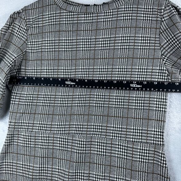 Sonja Betro Sheath Mini Dress Houndstooth Puff Sleeves Womens Gray Size X Large - Picture 7 of 13